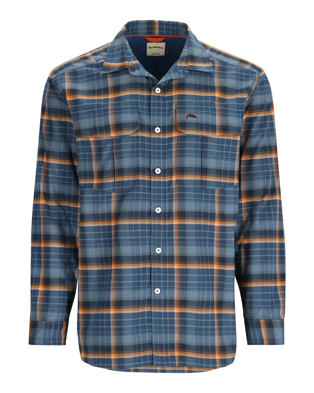 Simms Fishing Men's ColdWeather Long Sleeve Shirt Neptune/Sun Glow Ombre Plaid