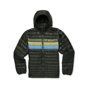 Cotopaxi Mens Fuego Hooded Down Jacket WOOD Woods Stripes / S