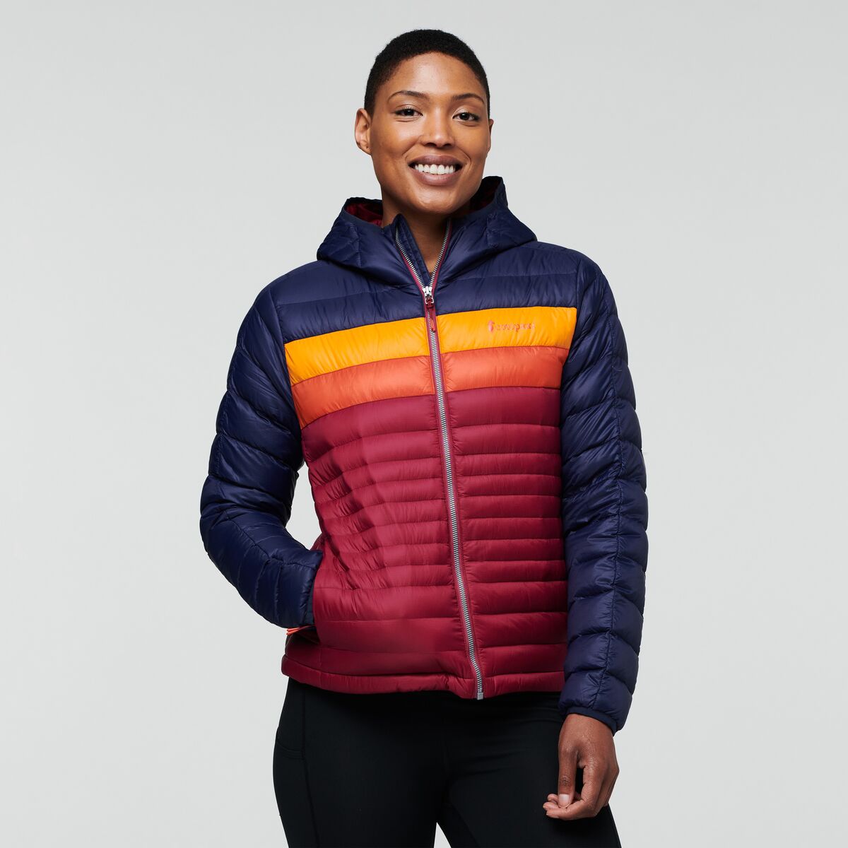 Cotopaxi Women's Fuego Hooded Down Jacket Maritime & Raspberry