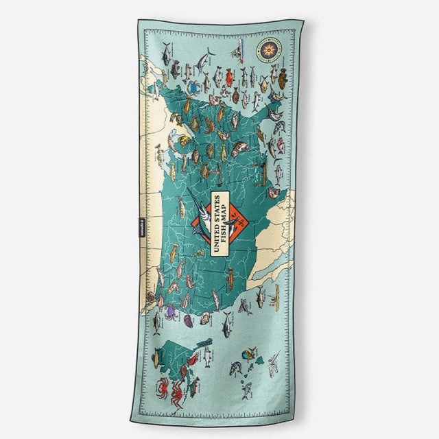 Nomadix Single Sided Print United States Fish Map