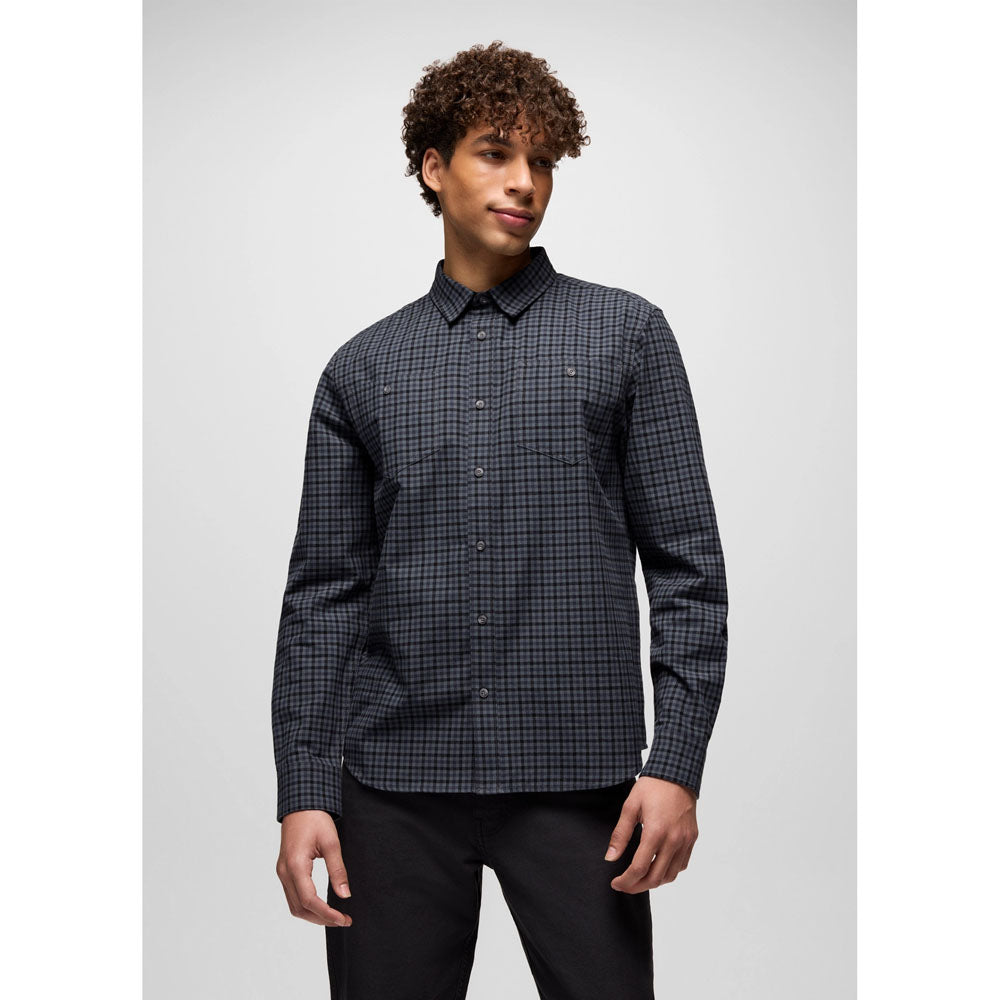 Prana Mens Dolberg Flannel Shirt Thundercloud