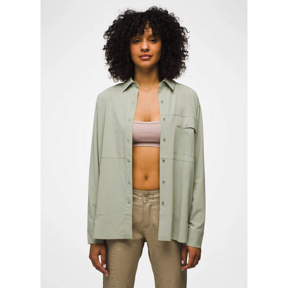 Prana Women's Railay Long Sleeve Button Down Juniper Green
