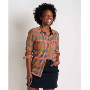Toad&Co. Women's Re-Form Flannel Long Sleeve Shirt 232 Umber Madras
