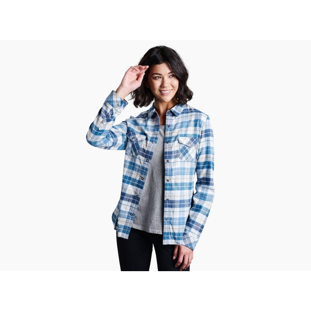 Kuhl Women's Tess Flannel Long Sleeve DBL Dusty Blue