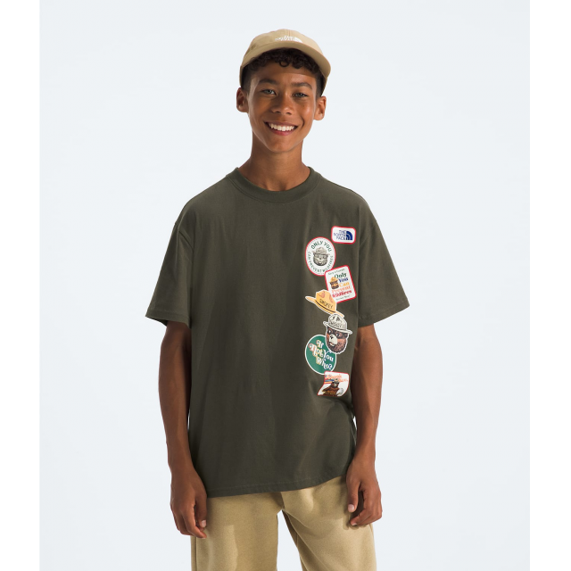 The North Face Teen Smokey SS Graphic Tee 2CP New Taupe Green/mokey Bear / S