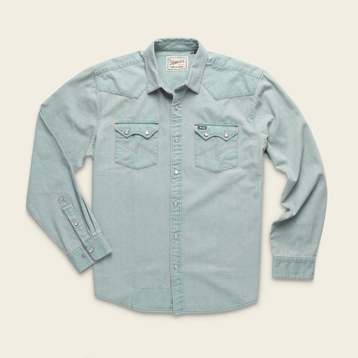 Howler Brothers Men's Dust Up Denim Snapshirt Light Wash