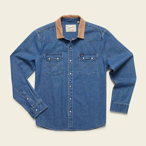 Howler Brothers Men's Dust Up Denim Snapshirt Nelson Dark Wash