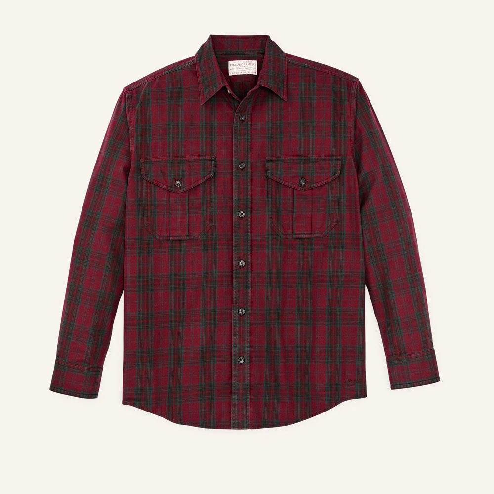 Filson Men's Lightweight Alaskan Guide Shirt Green/Red Plaid