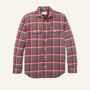 Filson Men's Vintage Flannel Work Shirt Gray/Red/Multi Plaid