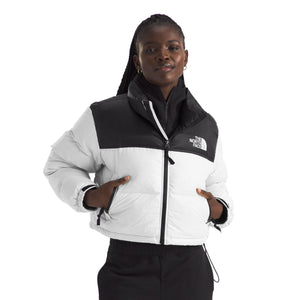 The North Face Women's Nuptse Short Jacket White Dune/TNF Black
