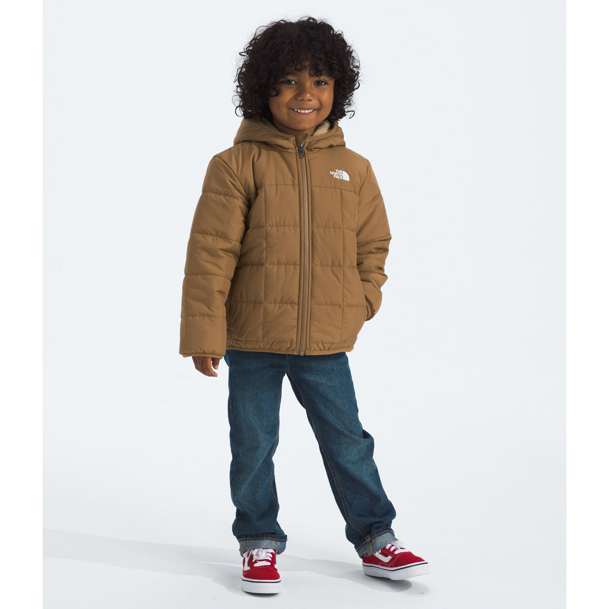 The North Face Kids' Boys' Reversible Shasta Full Zip Hooded Jacket Utility Brown