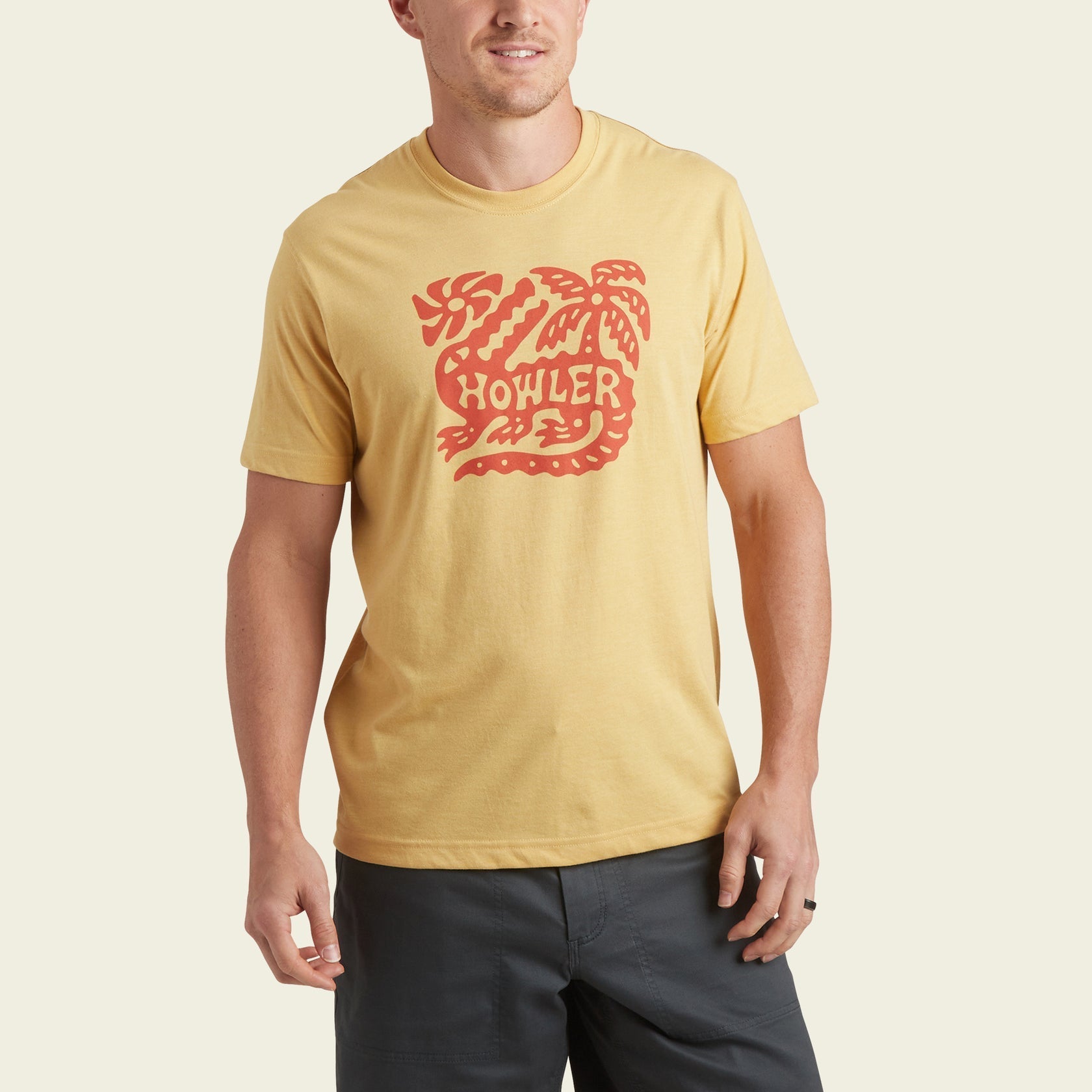 Howler Brothers Mens Select T GAT Gator Palm: Rattan Heather