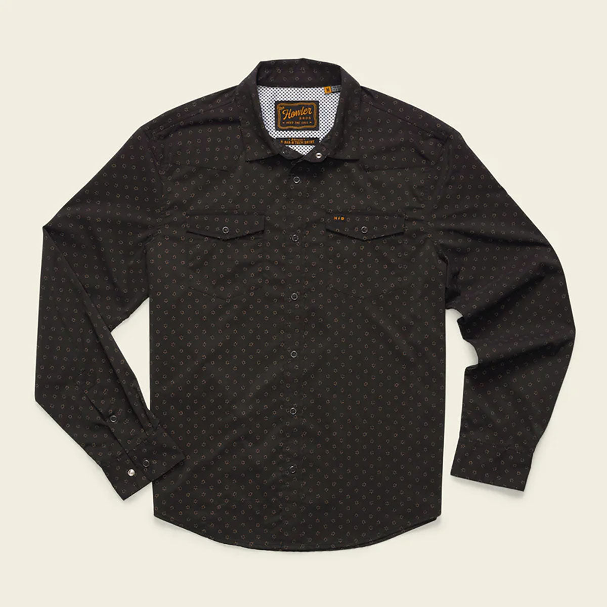 Howler Brothers Mens H Bar B Tech Longsleeve Little Puddles : Antique Black