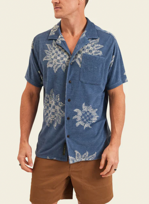 Howler Brothers M Terr Palapa Shirt SUN Sunflower Pixels: Postal Blue