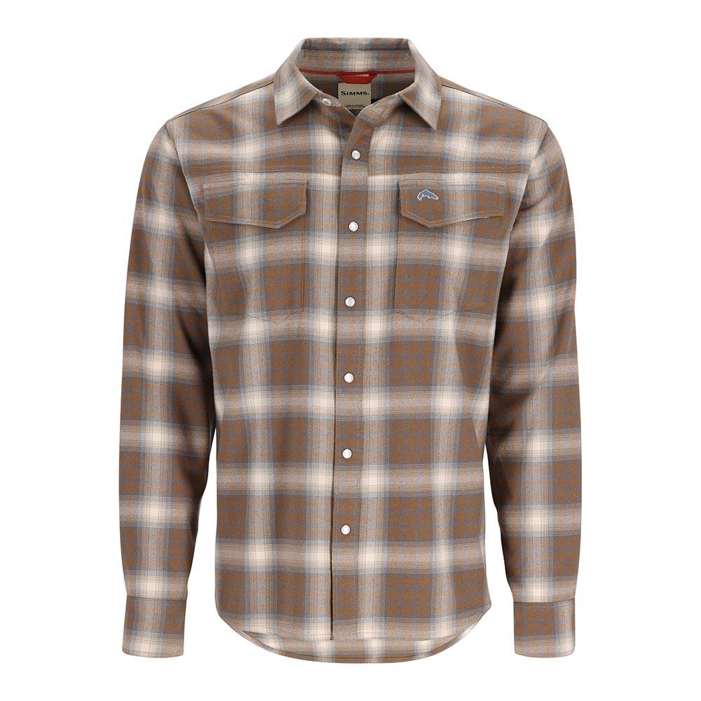 Simms Fishing Men's Gallatin Flannel Fishing Long Sleeve Shirt 2100 Stone Ombre Plaid