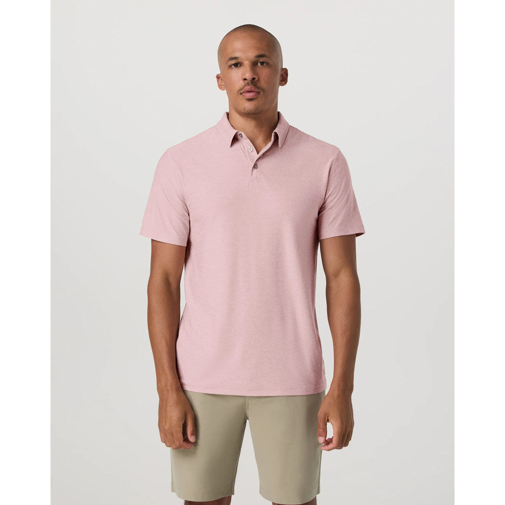Vuori Mens Strato Tech Polo Faded Rose Heather