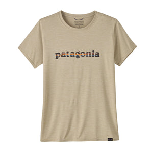 Patagonia Women's Capilene Cool Daily Graphic Shirt '73 Text ogo: Pumice X-Dye / L