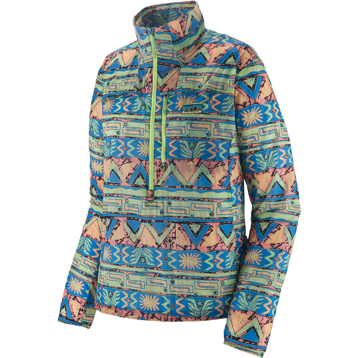 Patagonia Women's Houdini Stash 1/2-Zip Pullover High Hopes Geo: Salamander Green