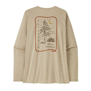 Patagonia Womens Long-Sleeved Capilene Cool Daily Graphic Shirt - Lands Clean Climb Roots: Pumice X-Dye
