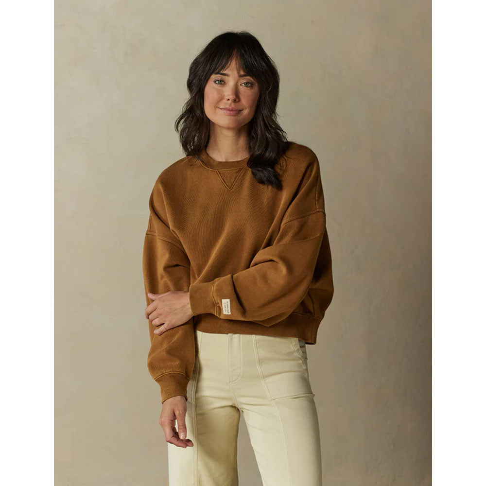 The Normal Brand Women's Jackie Premium Fleece Vintage Crewneck Maple Glaze