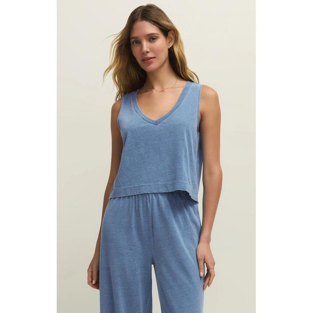 Z Supply W Sloane V-Neck Denim Tank SRI Santorini Indigo