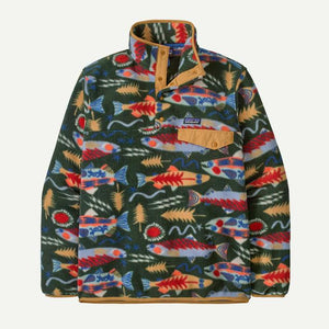 Patagonia Mens Lightweight Synchilla Snap-T Fleece Pullover Salmon Energy: Old Growth Green