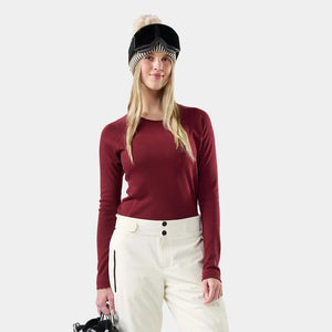 Smartwool Womens Classic Thermal Merino Base Layer Crew R01 Cherry Lacquer