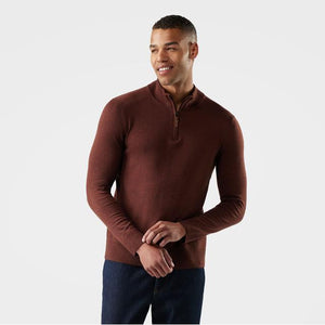 Smartwool Mens Sparwood 1/2 Zip Sweater Q38 Pecan Brown/Mink