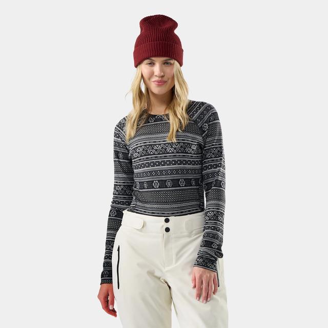 Smartwool Womens Classic Thermal Merino Base Layer Crew R36 Black Fair Isle Fun