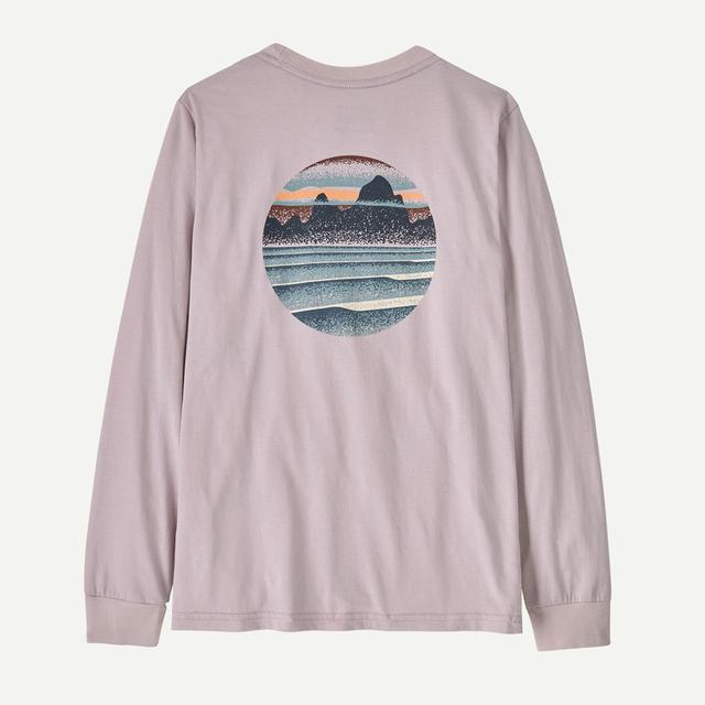 Patagonia Kids Long-Sleeved Skyline Stencil T-Shirt ECPU Echo Purple