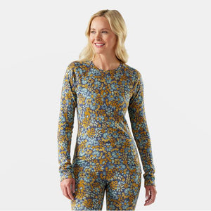 Smartwool Womens Classic Thermal Merino Base Layer Crew P99 Pacific Blue Floral