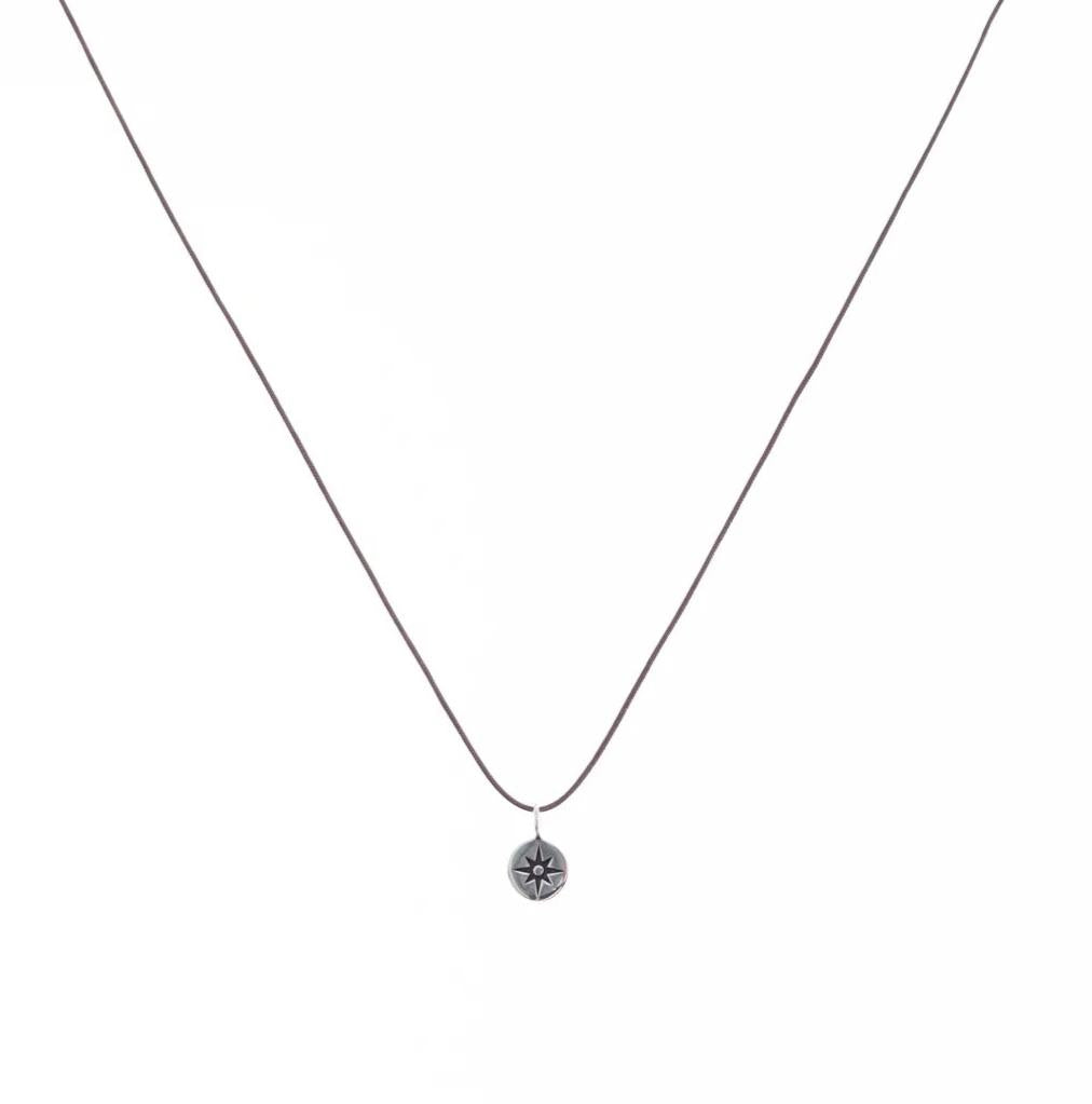 Bronwen Tiny Charm Necklace - 16" Compass Rose - Taupe