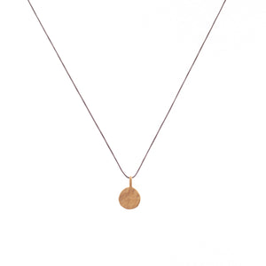 Bronwen Tiny Charm Necklace - 16" Disc - Taupe/Gold