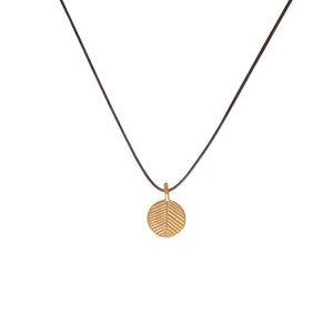 Bronwen Tiny Charm Necklace - 16" Palm Leaf - Taupe/Gold