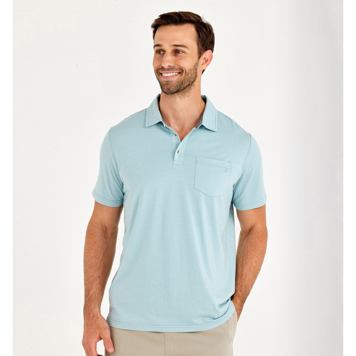 Free Fly Apparel Men's Bamboo Heritage Polo Flats Blue
