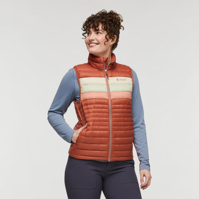 Cotopaxi Womens Fuego Down Vest FDST Faded Brick Stripes