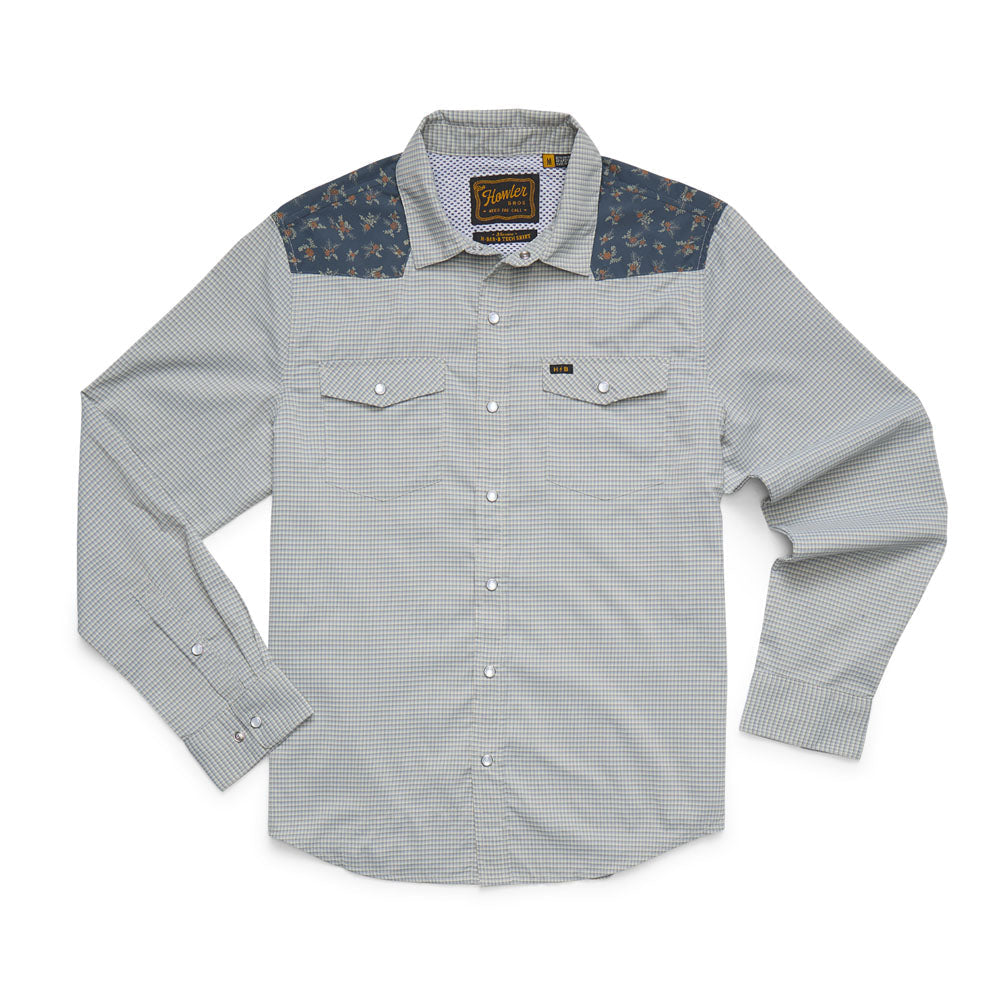 Howler Brothers Mens H Bar B Tech Longsleeve Rancher Floral: Smoke Blue