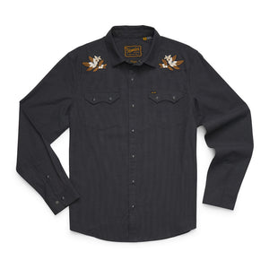 Howler Brothers Mens Crosscut Deluxe Snapshirt Orange Blossoms: Antique Black