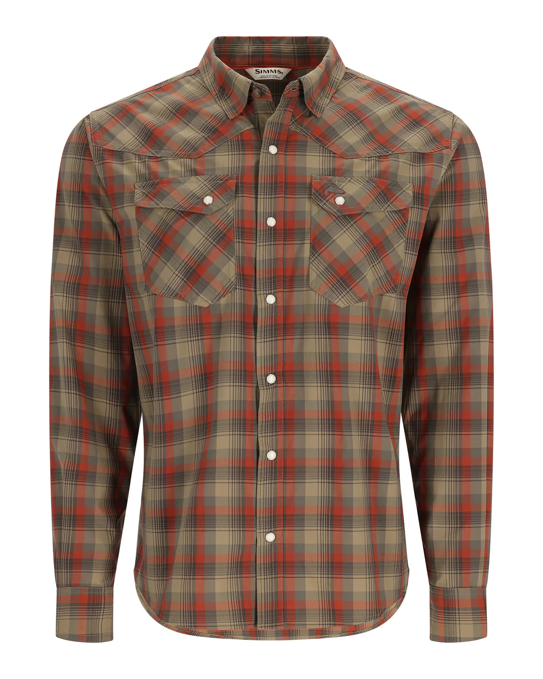 Simms Fishing Men's Brackett Long Sleeve Shirt Clay/Bay Leaf Window Plaid
