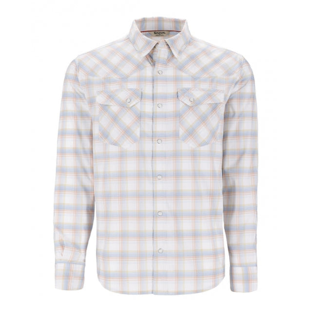 Simms Fishing Mens Brackett Long Sleeve Shirt 1299 White Brackett