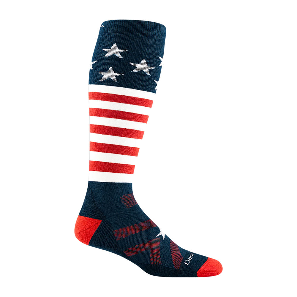 Darn Tough Mens Captain Stripe Over-the-Calf Midweight Ski & Snowboard Socks K004 Stars and Stripes