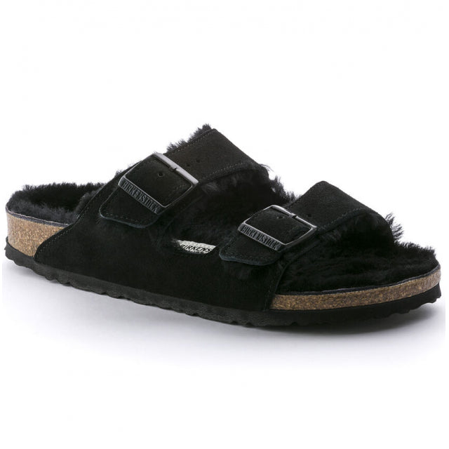 Birkenstock Arizona Shearling Suede Leather Black-Black
