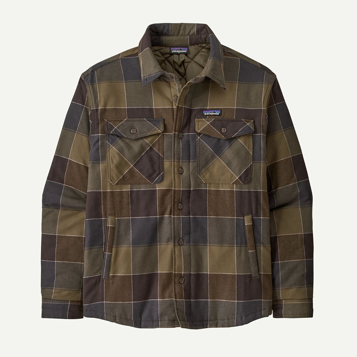 Patagonia Mens Lightweight Insulated Fjord Flannel Shirt Snow Owl: Basin Green