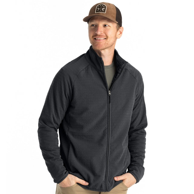 Free Fly Apparel Mens Gridback Fleece Jacket Black Sand