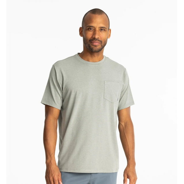 Free Fly Apparel Mens Bamboo Flex Pocket Tee Heather Agave Green