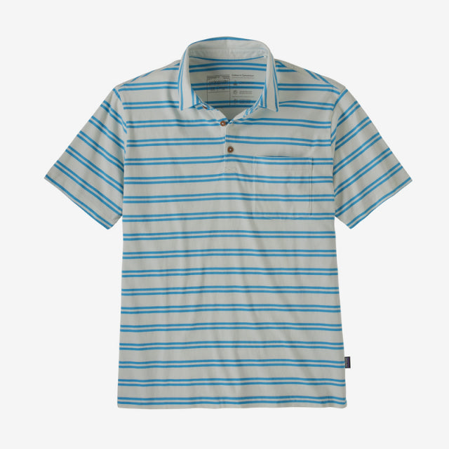 Patagonia Mens Daily Polo MIDW Mirror tripe: Dyno White / S