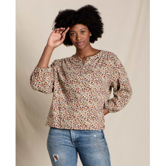 Toad&Co. Womens Manzana Long Sleeve Peasant Top 153 alt Vine Print / S