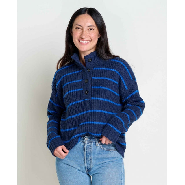 Toad&Co. W Moss Point Henley Sweater 996 Nautical tripe / S