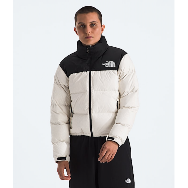 The North Face Womens 1996 Retro Nuptse Jacket GOM White Dune/TNF Black/R