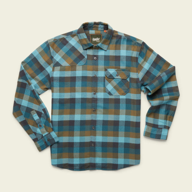 Howler Brothers Mens Harkers Flannel Shirt AQU Grice Plaid: Aquapool